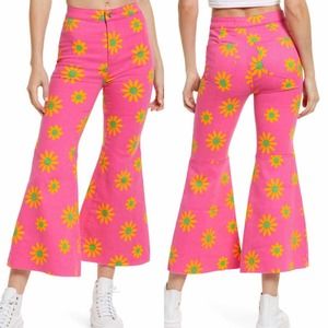 Free People Youthquake Printed Crop Pants Wide Leg Lipstick Combo